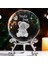 Sevimli Ayıcık Temalı Kristal Cam Küre, Dekoratif Metal Ayak, 6cm 1