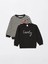 Lcw Kids Siyah Bisiklet Yaka Baskılı Kız Bebek Sweatshirt 2'li 1