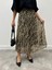 Kadın Beli Lastikli Şifon Pliseli Kahverengi Leopar Etek 2