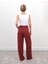 Kadın Yüksel Bel Arkası Lastikli Pileli Palazzo Bordo Pantolon 4
