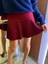 Kadın Pliseli Kısa Şık Trend Klasik Bordo Mini Etek 2