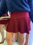 Kadın Pliseli Kısa Şık Trend Klasik Bordo Mini Etek 5