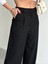 Kadın Tokalı Yüksek Bel Siyah Palazzo Pantolon 3