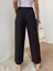 Kadın Bel Lastikli Ege Siyah Oversize Keten Pantolon 2