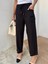 Kadın Bel Lastikli Ege Siyah Oversize Keten Pantolon 4