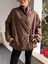 Kadın Kruvaze Kimono Bağlamalı Şişme Kahverengi Ceket 2