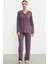 Sementa 76438 Yarım Düğmeli Cep Detaylı Pijama Takım 4