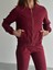 Kadın Fermuarlı Ceket Pantolon Alt-Üst Bordo Takım 2