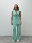 Kadın Mila Kuşaklı Yelek Palazzo Pantolon Yeşil Takım 1