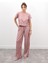 Kadın Crush Kumaş Bluz Pantolon Gül Kurusu Takım 5