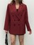 Kadın Kruvaze Yaka Düğmeli Bordo Ceket 4