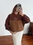 Kadın Modal Kumaş Paraşüt Detay Büzgülü Kahve Sweatshirt 1