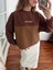 Kadın Modal Kumaş Paraşüt Detay Büzgülü Kahve Sweatshirt 2