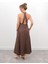 Kadın Çapraz Sırt Detay Kahverengi Askılı Elbise 4