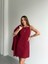 Kadın Mini Boy Askılı Bordo Elbise 1