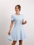 Kadın Kısa Kol Biyeli Mavi Çan Elbise 5