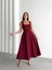 Kadın Askılı Bordo Balon Elbise 4