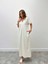 Kadın Keten V Yaka Krem Elbise 5