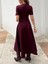 Kadın Maxi Boy Kloş Prenses Bordo Elbise 4