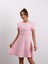 Kadın Kısa Kol Biyeli Pembe Çan Elbise 1
