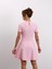 Kadın Kısa Kol Biyeli Pembe Çan Elbise 3