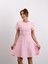 Kadın Kısa Kol Biyeli Pembe Çan Elbise 4