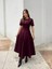 Kadın Maxi Boy Kloş Prenses Bordo Elbise 2