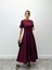 Kadın Maxi Boy Bordo Keten Elbise 1