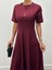 Kadın Maxi Boy Bordo Keten Elbise 4
