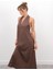 Kadın Çapraz Sırt Detay Kahverengi Askılı Elbise 3
