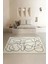 Dijital Baskılı Kaymaz Taban Yıkanabilir Siyah Modern Çizgili Salon Krem HALI-YOLLUK-DC-7074 2