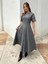 Kadın Maxi Boy Kloş Prenses Gri Elbise 1