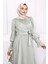 Mint Yeşili Yan Bağlamalı Kol Detaylı Abiye 3