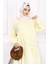 Sarı Yarım Düğmeli Katlı Müslin Elbise 4