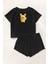 Blacked Labubu Pikachu Baskılı Şort Takımı 1