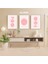 3 Parça Pembe Renkli Solmaz Kaliteli Baskı Çerçeve Görünümlü Mdf Tablo Set 13 1