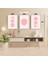 3 Parça Pembe Renkli Solmaz Kaliteli Baskı Çerçeve Görünümlü Mdf Tablo Set 13 3