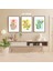 3 Parça Çiçek Yaprak Renkli Solmaz Kaliteli Baskı Çerçeve Görünümlü Mdf Tablo Set 52 1