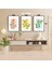 3 Parça Çiçek Yaprak Renkli Solmaz Kaliteli Baskı Çerçeve Görünümlü Mdf Tablo Set 52 3