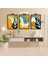 3 Parça Çiçek Yaprak Renkli Solmaz Kaliteli Baskı Çerçeve Görünümlü Mdf Tablo Set 51 3