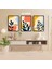 3 Parça Çiçek Yaprak Renkli Solmaz Kaliteli Baskı Çerçeve Görünümlü Mdf Tablo Set 50 1