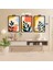 3 Parça Çiçek Yaprak Renkli Solmaz Kaliteli Baskı Çerçeve Görünümlü Mdf Tablo Set 50 3