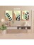 3 Parça Çiçek Yaprak Renkli Solmaz Kaliteli Baskı Çerçeve Görünümlü Mdf Tablo Set 57 1