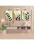 3 Parça Çiçek Yaprak Renkli Solmaz Kaliteli Baskı Çerçeve Görünümlü Mdf Tablo Set 57 3