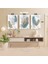 3 Parça Çiçek Yaprak Renkli Solmaz Kaliteli Baskı Çerçeve Görünümlü Mdf Tablo Set 32 3