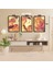 3 Parça Kadın Çiçek Renkli Solmaz Kaliteli Baskı Çerçeve Görünümlü Mdf Tablo Set 45 3