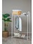 2 Raflı Beyaz Askılık / Metal Gardırop Kıyafet Organizer 3