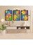 3 Parça Çiçek Yaprak Renkli Solmaz Kaliteli Baskı Çerçeve Görünümlü Mdf Tablo Set 22 3