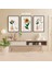 3 Parça Çiçek Yaprak Renkli Solmaz Kaliteli Baskı Çerçeve Görünümlü Mdf Tablo Set 40 1