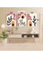 3 Parça Çiçek Yaprak Renkli Solmaz Kaliteli Baskı Çerçeve Görünümlü Mdf Tablo Set 74 3